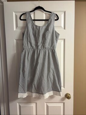 Maurices Navy and White Striped Sleeveless Dress with Lace Trim